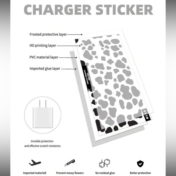 Cow Pattern Data Cable & Charger Head Sticker - Picture 4 of 8
